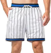 [HEALONG] Basketball Athletic Shorts Men - Mesh Gym Sports Workout Training Drawstring Retro Casual Fashion Short with Pockets