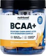 Nutricost BCAA+ Hydration Peach Mango Flavor (20 Stickpacks) - Gluten-Free