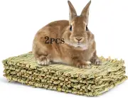 2 PCS Rabbit Grass Mats - Natural Hay Woven Bunny Rabbit Bad Cage Mats Pet