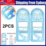 2PCS Multifunctional Geometric Ruler Plastic Squares Stencil Measuring Tool AUS
