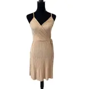 NWT Vero Moda Women's Irish Cream Micro Pleat Faux Wrap Mini Dress Size XS