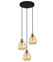 Gemini Amber Glass Ribbed Cluster Pendant