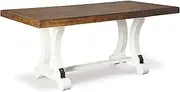 [Signature Design by Ashley] Valebeck Farmhouse Rectangular Extension Dining Table, Fits up to 8, White & Brown