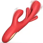 Vibrator Toys for Women -G Spot Vibrators, 3 in 1 Toys with 7 Vibration & 7 Tongue Licking Flapping, Waterproof Adult Toys for Couple Play (Red)