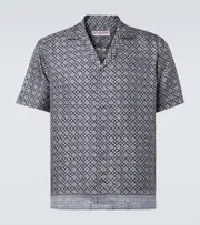 [Orlebar Brown] Orlebar Brown Maitan printed silk blowing shirt UK 16 blue