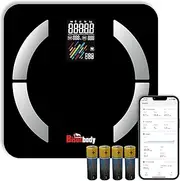 Bisonbody Smart Digital Bathroom Body Scale – Large Display Accurate Result – 22 Metrics including Cardiac Index, Heart Rate, Body Fat, BMI – Tempered Glass – App Support Bluetooth with Free Batteries