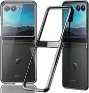 [NINKI] Compatible Flip Case for Motorola Razr Plus 2023 Case Clear,Motorola Razr 40 Ultra Case,Electroplating Shockproof Protective Case for Motorola Razr+ Case 2023 Motorola Razr Flip Phone Case Black
