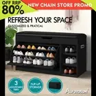 ALFORDSON Shoe Cabinet Bench Storage Rack Organiser Shelf 18 Pairs Black