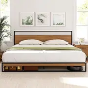 Artiss King Metal Bed Frame with Headboard(Base Only), Metal Platform Bed with Easy Assembly, 300kg Capacity Heavy-Duty Metal Slats with Under Bed Storage for Master Bedroom/Guest Room, Black