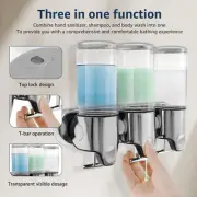 3 Chamber Shower Soap Dispenser 304 Stainless Steel Wall Shampoo Dispenser StfUE
