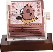 Frediuo Desk Calendar 2025 New Ornament Compact Portable Hand Cranked Mini Calendar for Cafe Home Countertop Classroom New Year Gift, Capibara