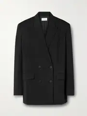 [The Row] The Row - Essentials Tristana Double-breasted Twill Blazer - Black - US10 US 10 Black