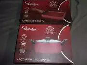 Chef Ventions 9.5 IN Pressed Grill Pan, 4.7 QT Dutch oven Ruby Collection Sealed