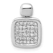 14k White Gold 1/4ct. Real Diamond Fancy Square Pendant