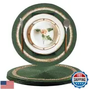 AHHFSMEI Round Paper and Jute Braided Placemats Set of 6 Non-Slip Heat Resist