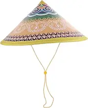[Housoutil] Asian Style Woven Hat Bamboo Braided Sun Hat Rain Blocking Cap Stage Performance Headgear