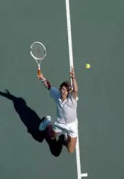 Heinz Gunthardt of Switzerland in action during the US Open at th - Old Photo