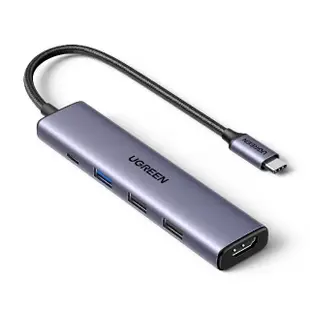 【綠聯】五合一Type-C集線器 極簡版(USB3.0*1+USB2.0*2+HDMI+PD100W HUB)