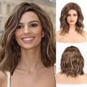 Wig Lace Front Wigs for Women,Partial Brown with Highlight Curly Wig Shoulder...