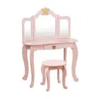Kids Vanity Table and Chair Set with Drawer Mirror for Girls