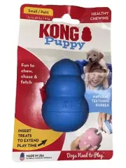 Kong Puppy Toy Small Blue Natural Teething Rubber Insert Treats For Hours Of Fun