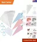 205-Piece Icing Bag Set, 200 Piping Bag Set + 4 Piping Bag Clips + 1 Cake Scr...