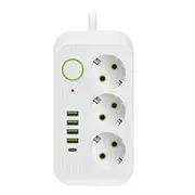 White 2M EU Plug Multi-Standard Socket Extension Cord Power Strip EU plug Socket