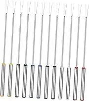 NAMOARLY 12pcs Stainless Steel Fondue Forks with Heat Insulating Handles for Chocolate Fountain Cheese Fondue for Roasting Marshmallows Party Use Random Color