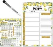 Magnetic Meal Planner for Refrigerator - Lemon Floral Magnetic Weekly Menu Bo...