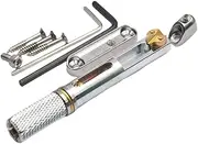 WAZIJ Saddle Headless Electric Guitar Bridge Tailpiece with Wrench for Headless Electric Guitar Silver