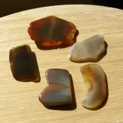 5 Agate Geode Stones Cut Polished Crystals Mixed Natural Gray and Brown Banding