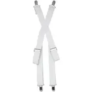 White formal Tuxedo Tux Elastic Suspenders Great Mylar clips wont pick pants!