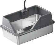 B Baosity Metal Litter Pan and Scooper, Anti Leakage Cat Bedpan, Cat Litter Tray with High Sides for Big Cats, Deep Gray