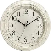 [Peohud] Silent Wall Clock, 12 Inch Vintage Non Ticking Quartz Battery Operated Round Clock, Rustic Wall Clock for Living Room Kitchen Home Office Classroom School