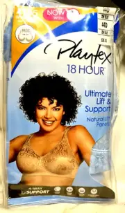 44D Playtex 18 Hour NIP Zen Light Blue Comfort Strap Bra Wireless 4745 Floral