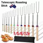 32''Telescoping BBQ Marshmallow Roasting Sticks barbecue Skewers Hot Dog Fork
