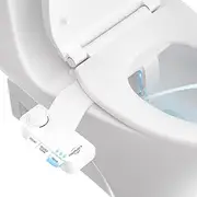 Expspru Ultra-Slim Bidet Attachment for Toilet,Self Cleaning Non-Electric Dual Nozzle (Frontal & Rear Wash),Cold Water Bidet Toilet Seat Attachment with Pressure Controls,White