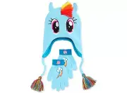 New My Little Pony Girls' or Little Girls' Beanie Cap Laplander Hat & Gloves Set