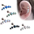 Stainless Steel Opal Prong set Ear Tragus Cartilage Helix Earring Piercing Studs