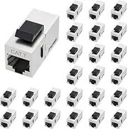 10Gbps Cat7 Keystone Module RJ45 Shielded Keystone Coupling Socket Network Patch Panel Keystone Ethernet Network Coupling Network Connector (Pack of 25, Silver)