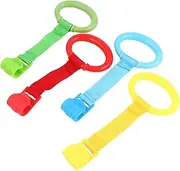 SECFOU 4pcs Portable Pull Ring Stand up Rings for Baby Tummy Toys Safe Crib Accessory Learning to Stand Aid