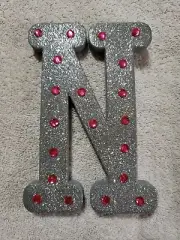 Stick to wall, Teaching or crafts Foam Diy Silver Glitter Letter N Class decor