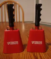 2pc Red Cowbell with Handle Noise Maker Marathon Runners Sporting Event Cow Bell