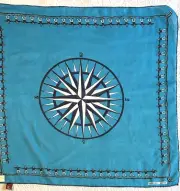 Vintage Geoffrey Beene 26" Compass Nautical Design Scarf Cotton Bright Blue NWT