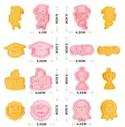GRADUATION COOKIE CUTTER SET (8 pcs), Graduation Fondant Embosser, Hat, Diploma