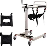 Medical Patient Lift Steel Transfer Chair Wheelchair Lift for Home, Portable Patient Lift Aid w/180° Split Seat & 2 Cushion, Bedside Commode Toilet Chair for Nursing Paralyzed Elderly Transport