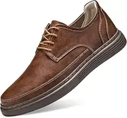 [FLIOZY] Men's Invisible Height Increasing Shoes: Leather Elevator Shoes - 2.5 Inches Taller Height Casual Sneakers - Breathable Comfortable Dress Oxford