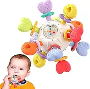 Baby Teething & Rattle Toy – Safe, Multi-Functional BPA-Free Silicone Toy for Babies 0-12 Months – Vibrant, Sensory Rattle for Teething Relief & Fun Play – Perfect Baby Toys for Boys & Girls