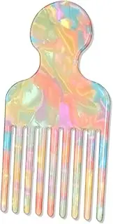Hair Picks for Women, Hair Pick Comb, Wide Tooth Comb for Curls, Long Tooth Hair Comb, Detangling Lifting Comb, Hair Styling Tool, 4.8 Inches, Pink