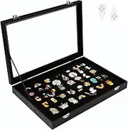 11x8 Inch Dustproof Pin Display Case Shadow Box Frame with Hooks for Military Medal Jewelry Pin Badge Collection, Black